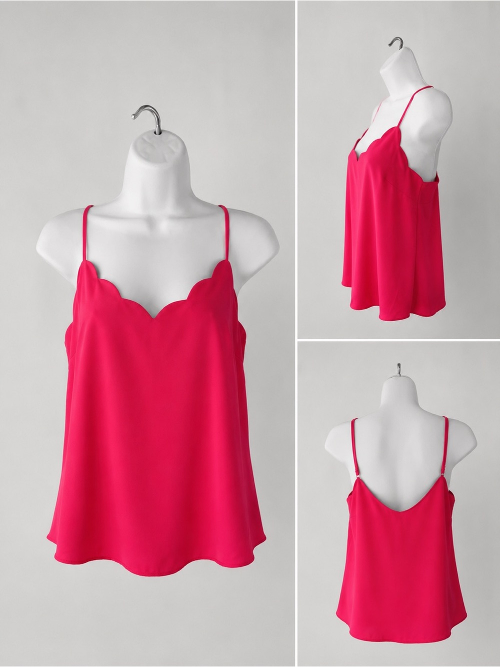 J. Crew Hot Pink Scalloped V-Neck Cami